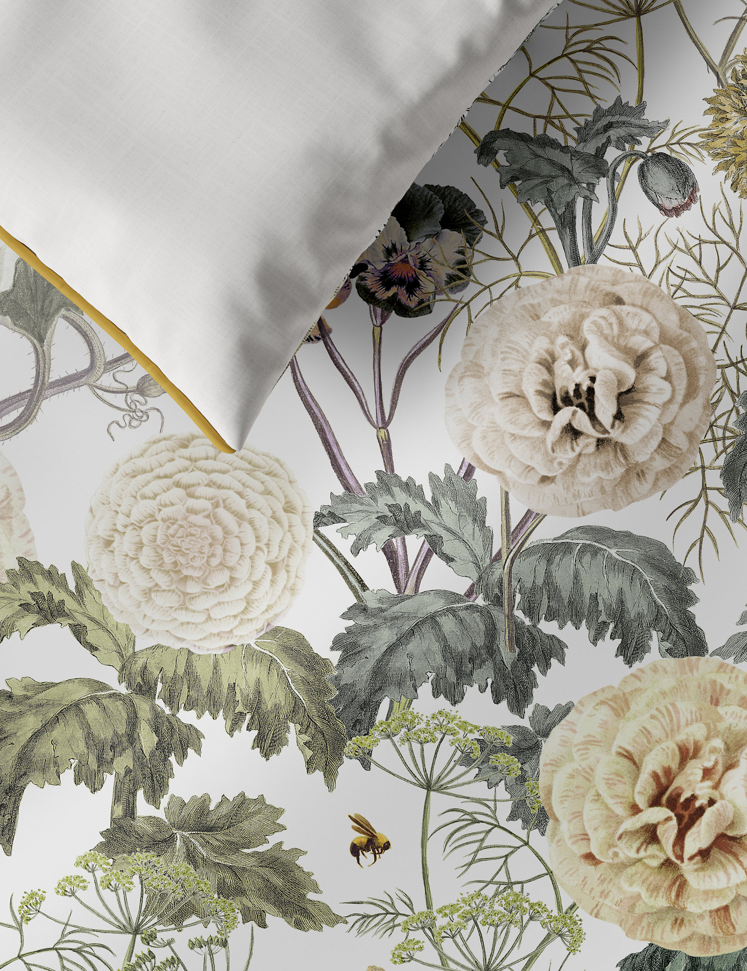 M&S Pure Cotton Floral Piped Edge Bedding Set