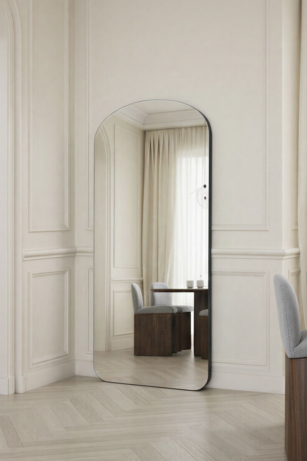 Yearn Mirrors Soho Curved Arch Full Length Mirror Black