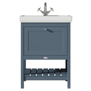 Bayswater Hartleigh Stiffkey Blue Traditional Freestanding Vanity Unit & 1 Tap Hole Traditional Recessed Basin - 600mm
