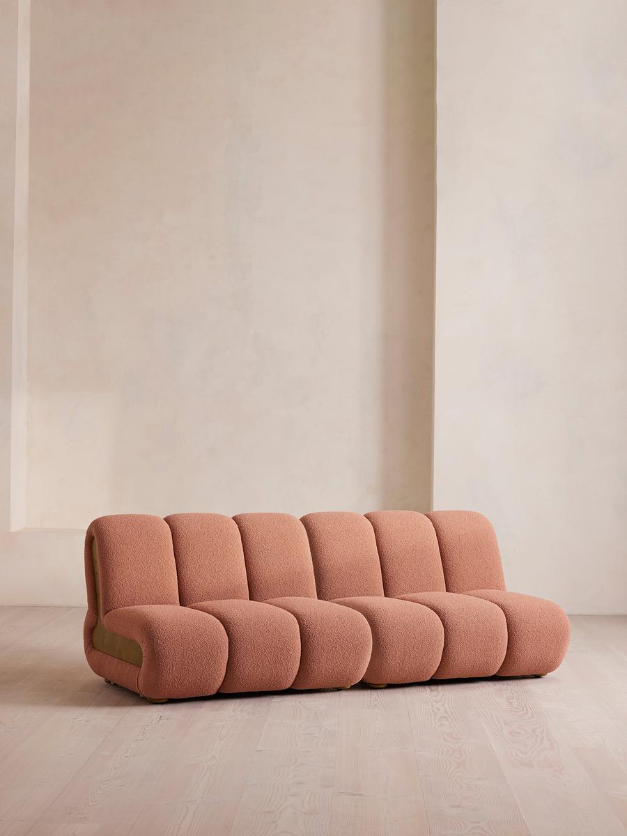 Noelle Modular Sofa, Four Seater, Textured Wool Boucle, Coral