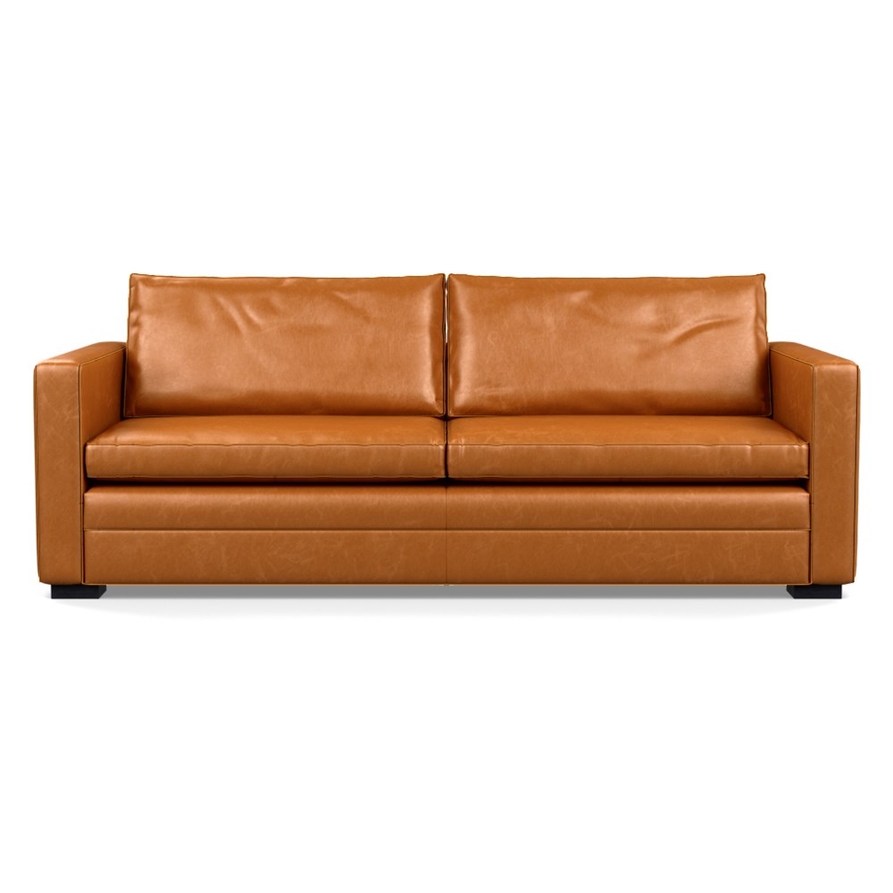 Heal's Palermo 4 Seater Sofa Stonewash Leather Toffee 277 Black Feet