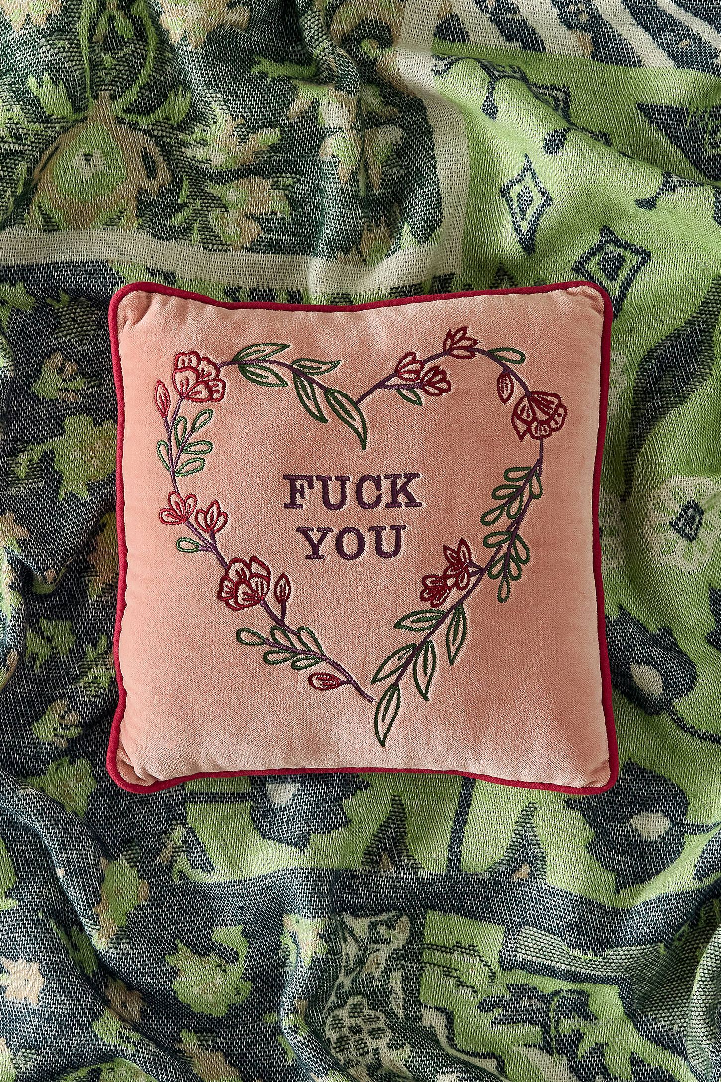 F*ck You Velvet Mini Cushion - Pink