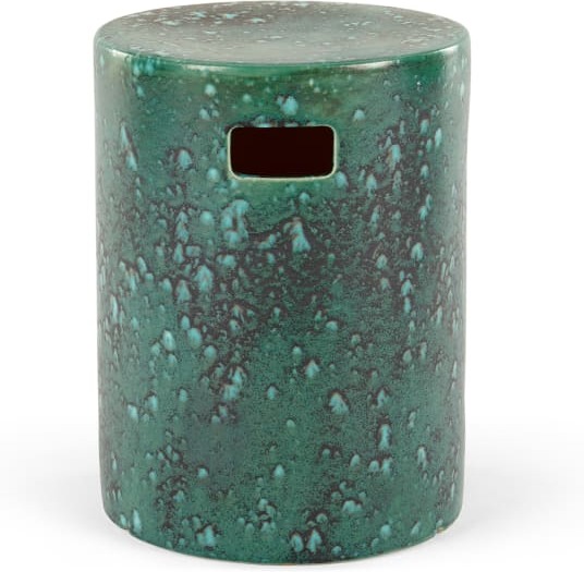 Sacha Reactive Glaze Decorative Stool, Turquoise