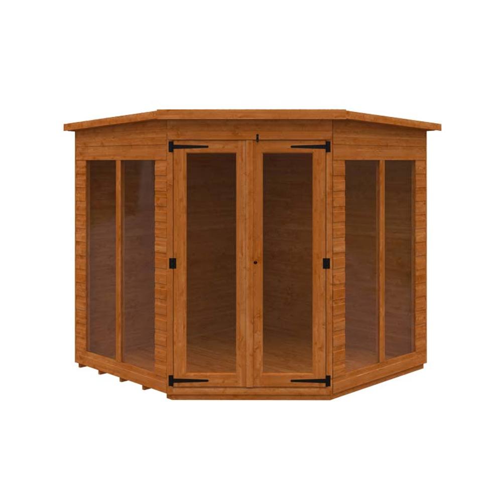 Buttercup Farm 7 x 7 Feet Full Pane Cornerhouse 12mm Shed - Solid Wood/Softwood/Pine in Burnt Orange