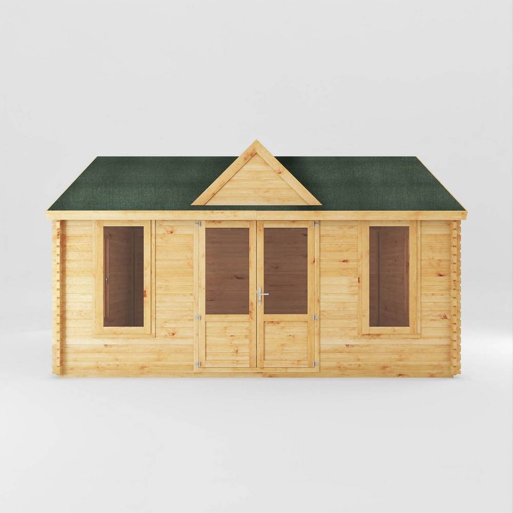 Mercia 5.3 x 4 m Clock Tower Log Cabin - L416.1 x W533.6 x H327.1 cm - Brown in Tan 3