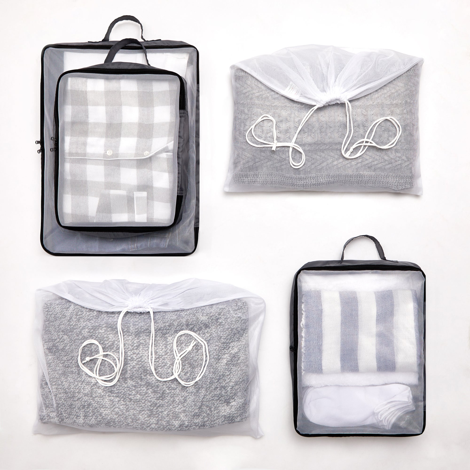 5 Piece Grey Cube Packing Set Clear