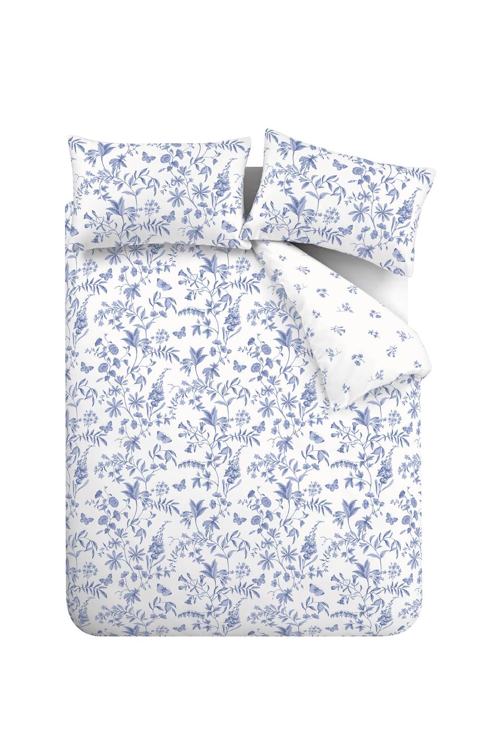 Bianca Thea Floral 200 Thread Count Cotton Reversible Duvet Cover Set in Blue 6