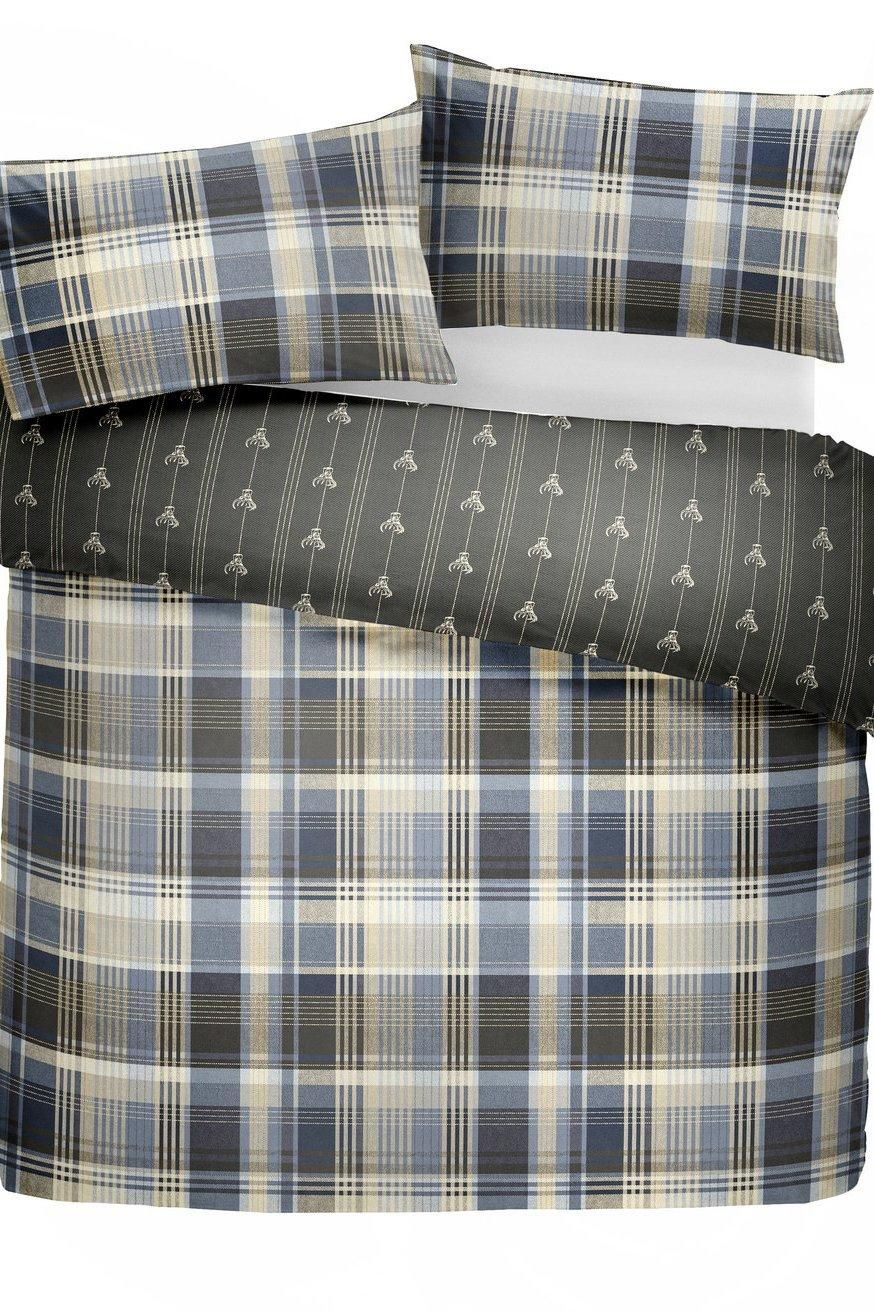 Dreams & Drapes 'Connolly Check' 100% Brushed Cotton Duvet Cover Set in Charcoal 4
