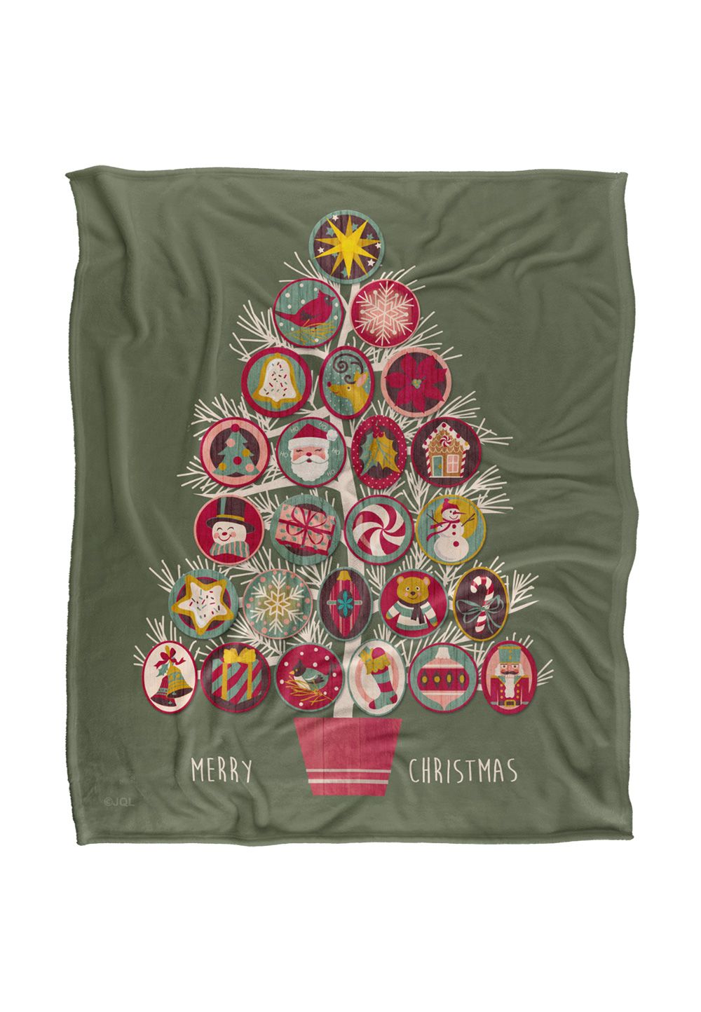 JQ Licensing Lc Christmas Tree Ornaments Silky Touch Super Soft Throw Blanket 152 X 127 cm in White