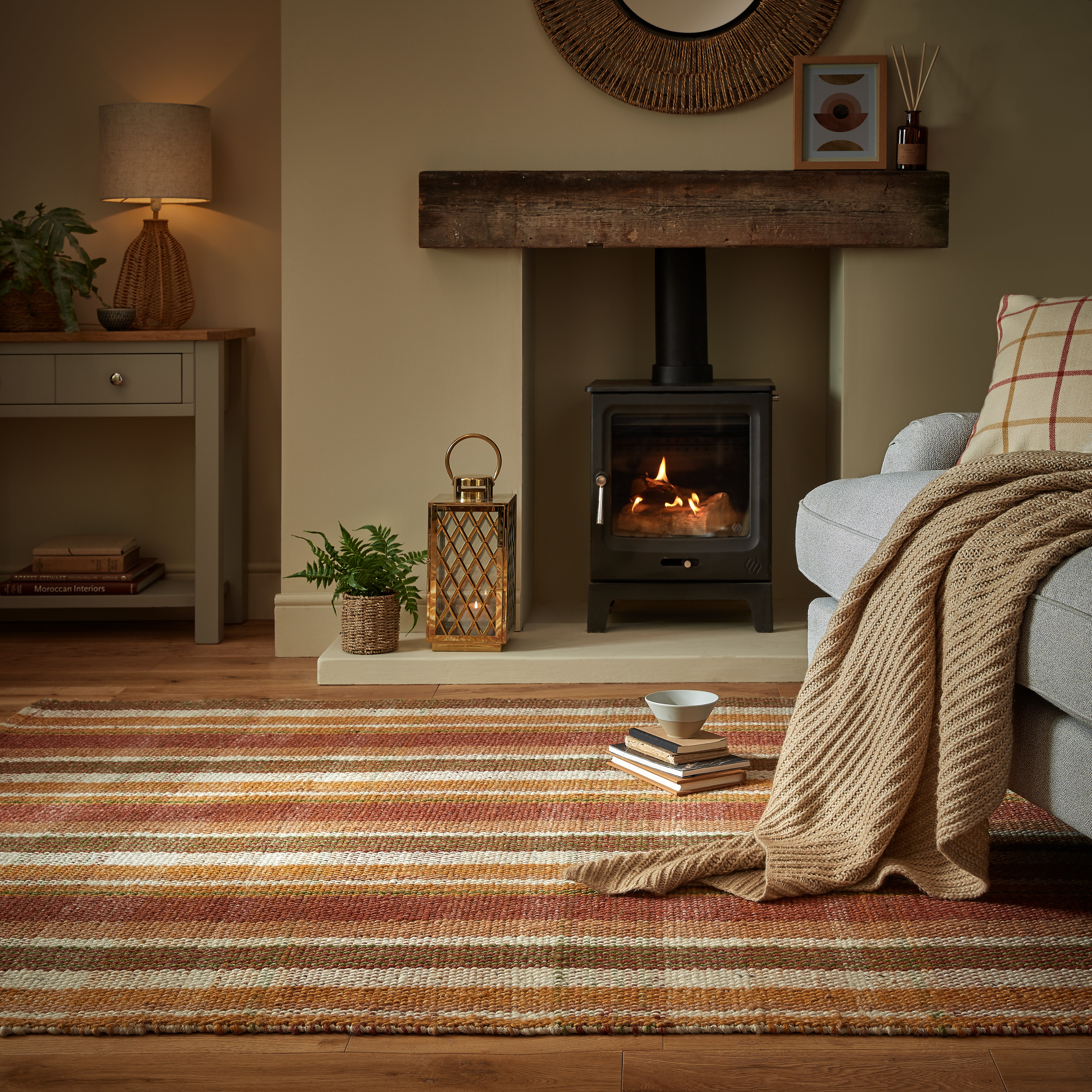 William Wool Check Rug MultiColoured