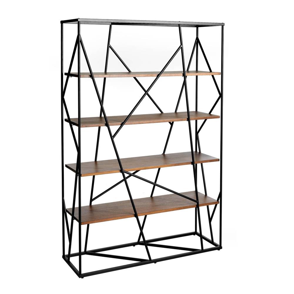 Angel Cerda Walnut & Black Steel Shelving Unit, 120x38x180 cm in Brown