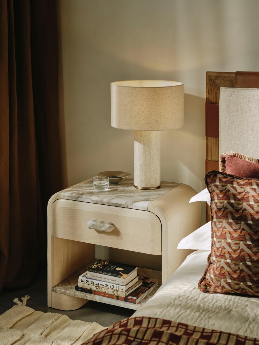 Adria Bedside Table, Terra Bianca Marble