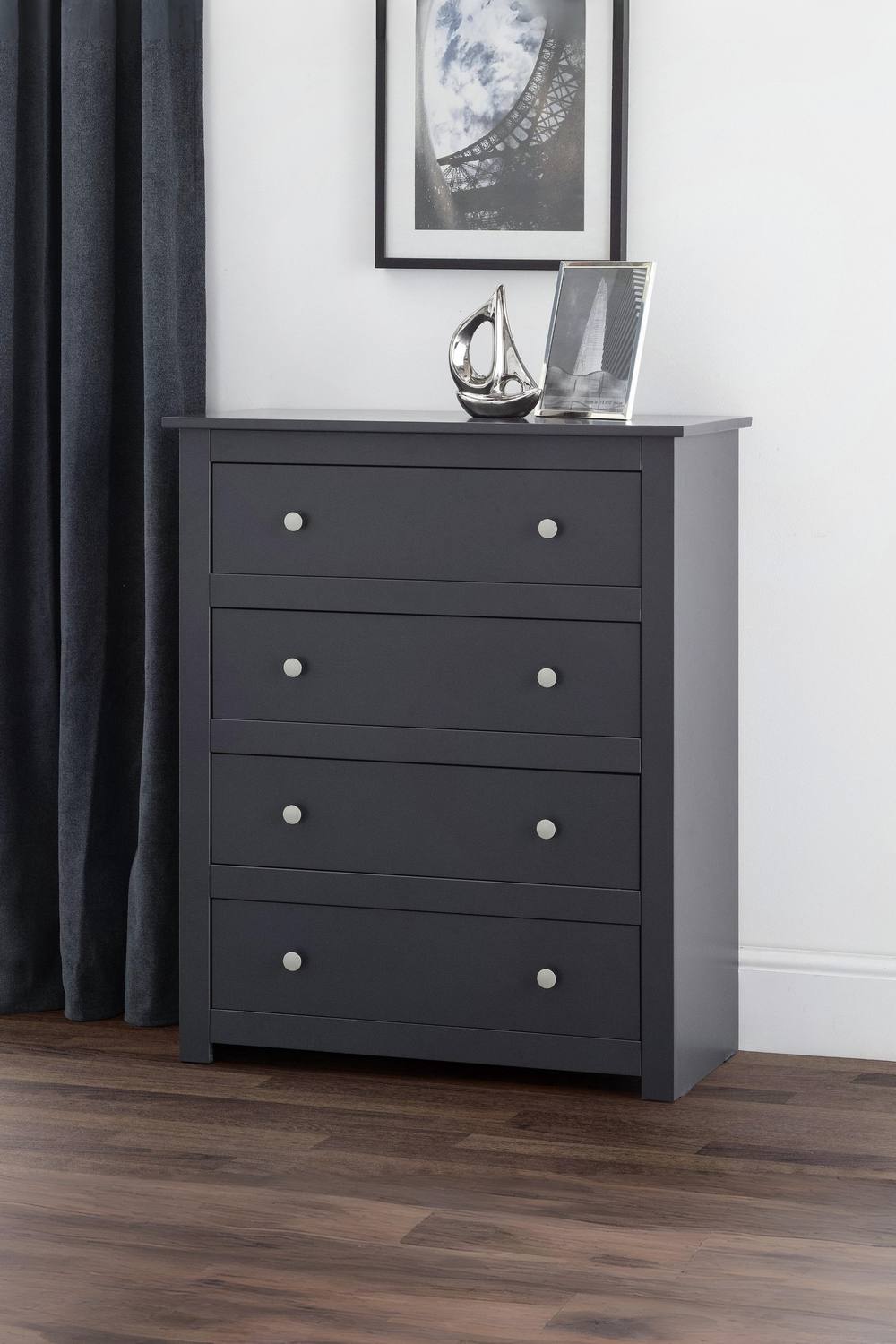 Julian Bowen Radley 4 Drawer Chest in Dark Grey