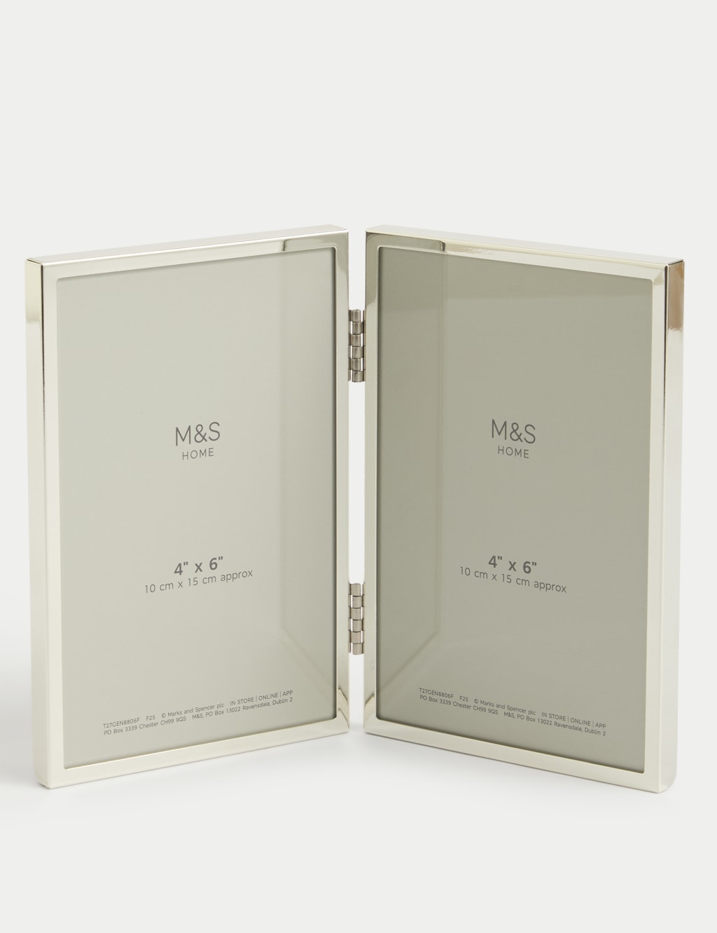 M&S Metal Double Photo Frame 4x6 Inch Silver