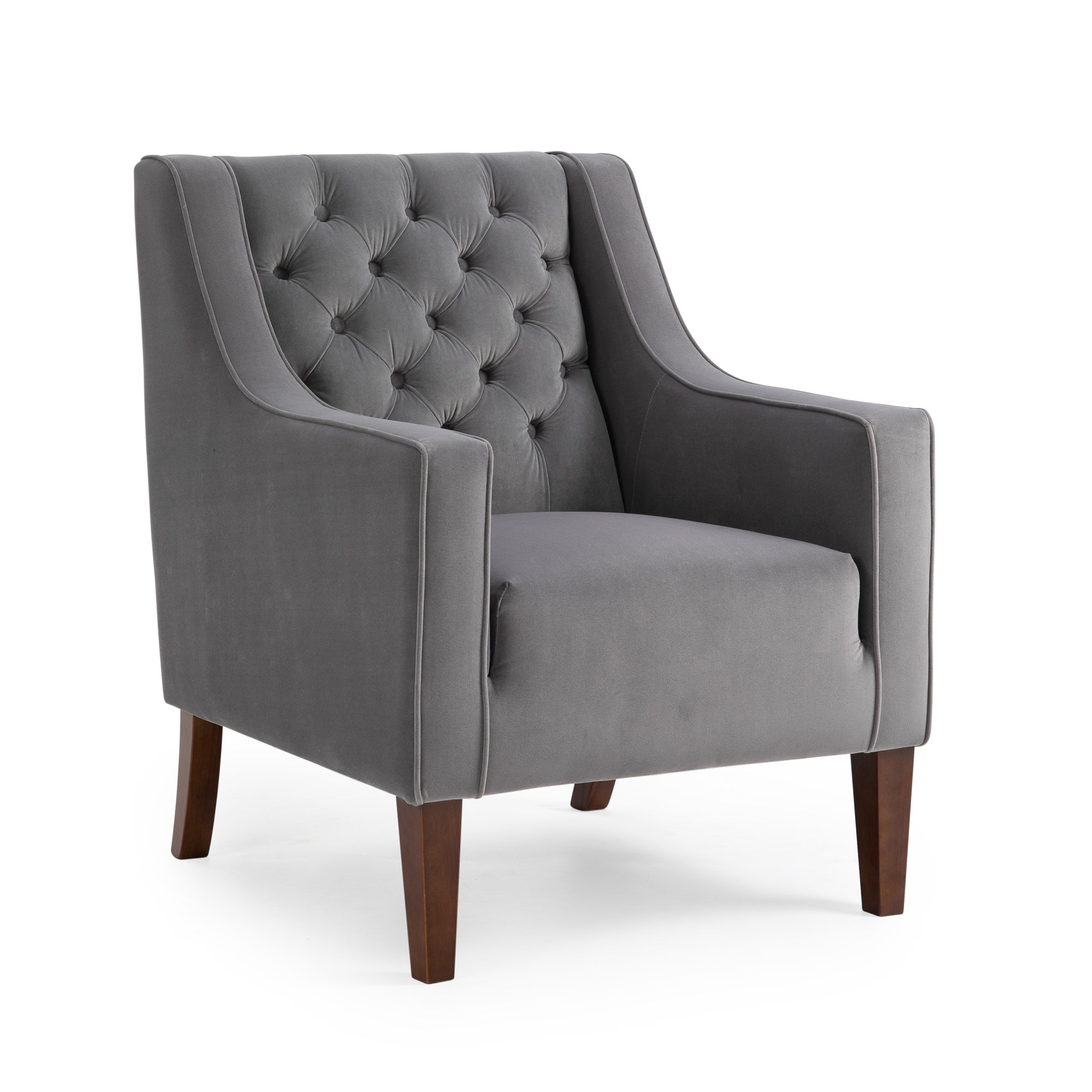 Isabel Velvet Chesterfield Armchair Grey