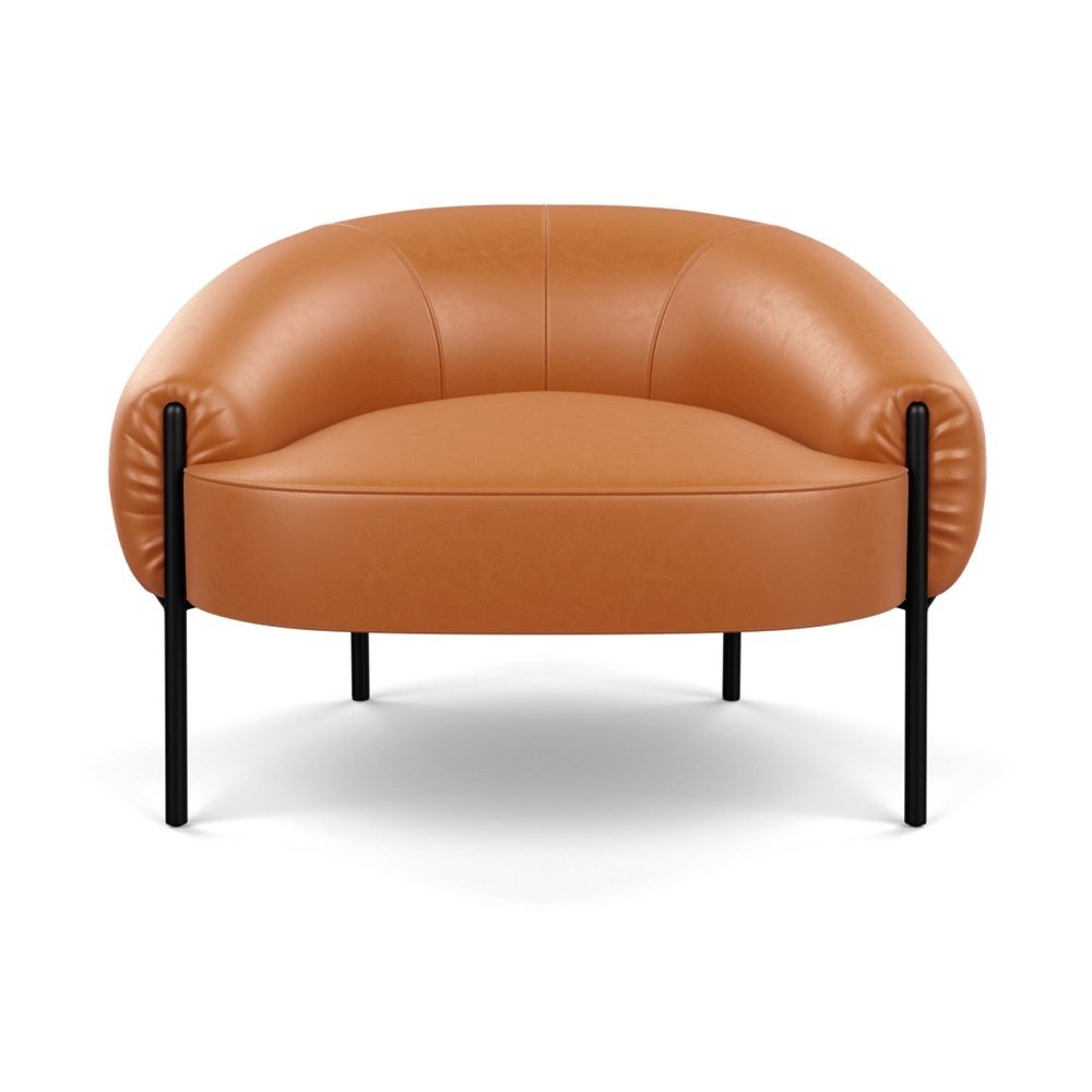 Heal's Isola Armchair Daino Leather Treacle Black Feet