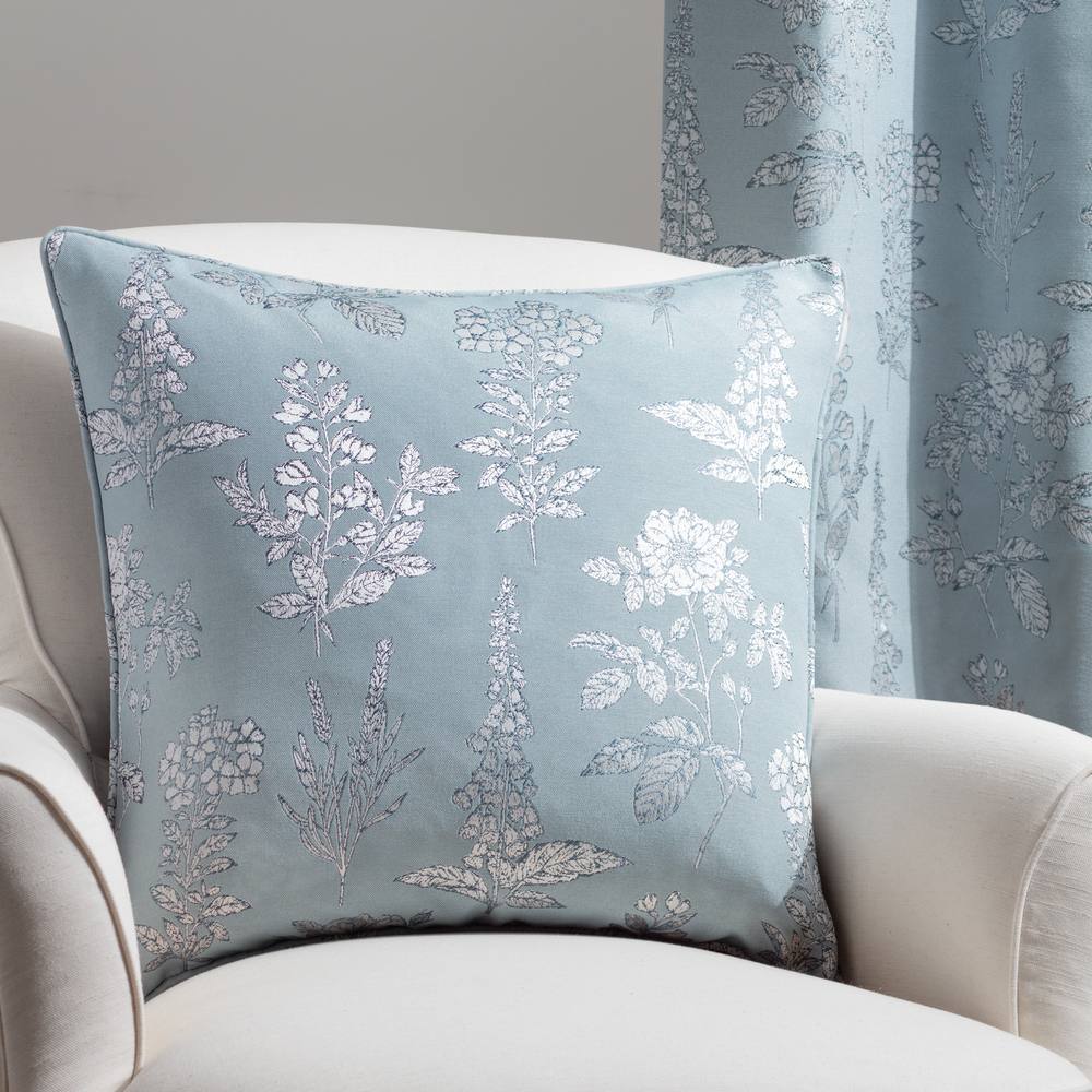 Wylder Nature Sophia Botanical Embroidered Cushion in Blue