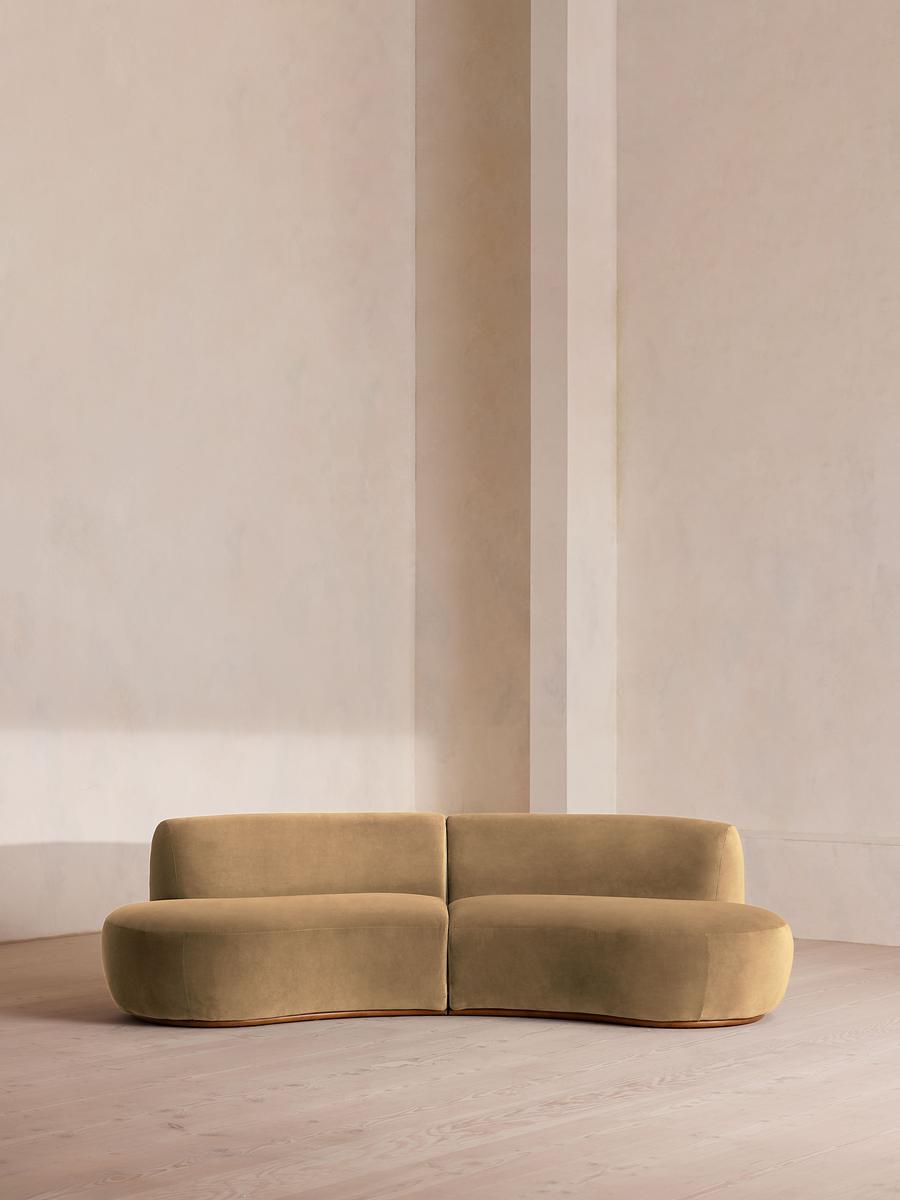 Aline Serpentine Modular Sofa, Three Seater, Camel Velvet