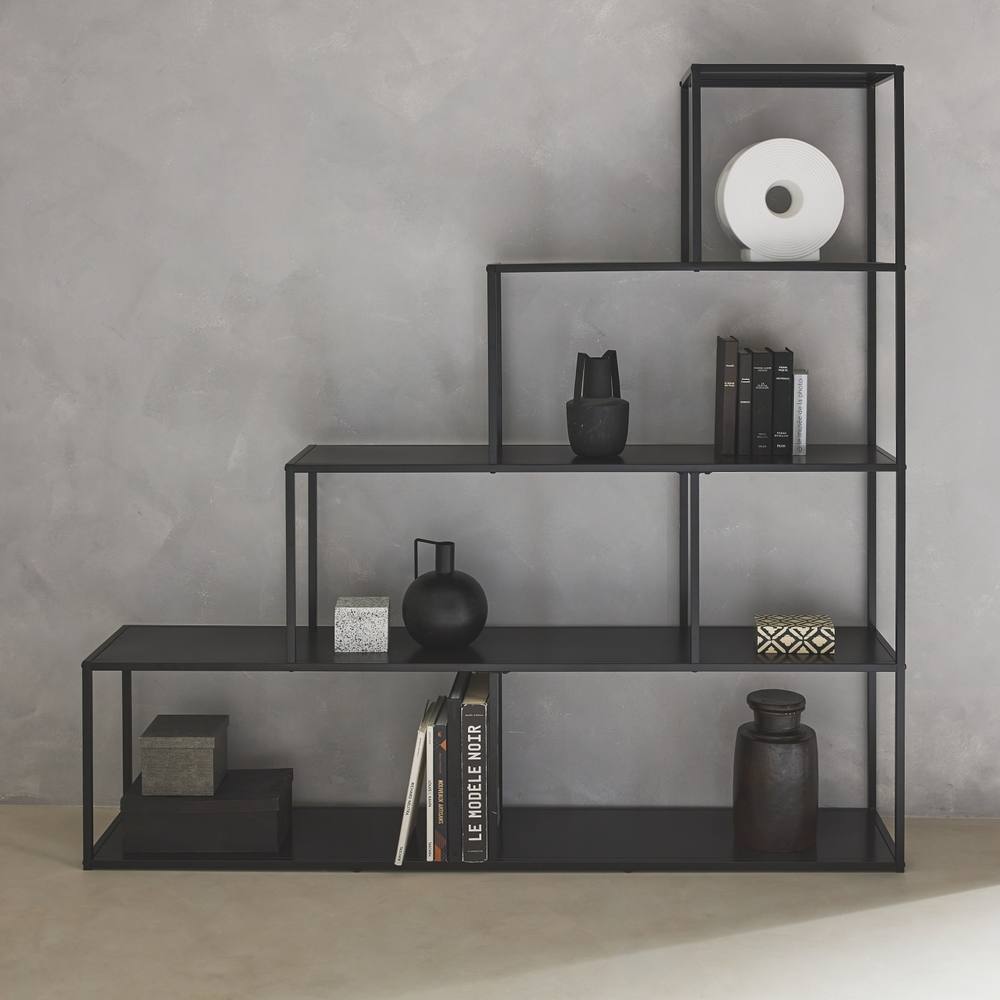 sweeek 4-shelf Industrial Bookshelf In Black Metal