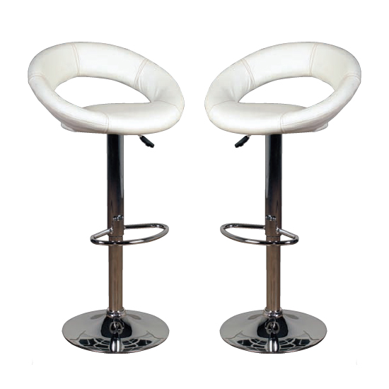 Eclipse Milk Leather Bar Stools In Pair