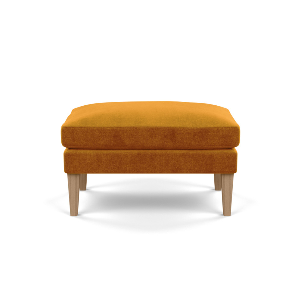 Heal's Wallis Ottoman Smart Luxe Velvet Cognac Tinted Ash Feet