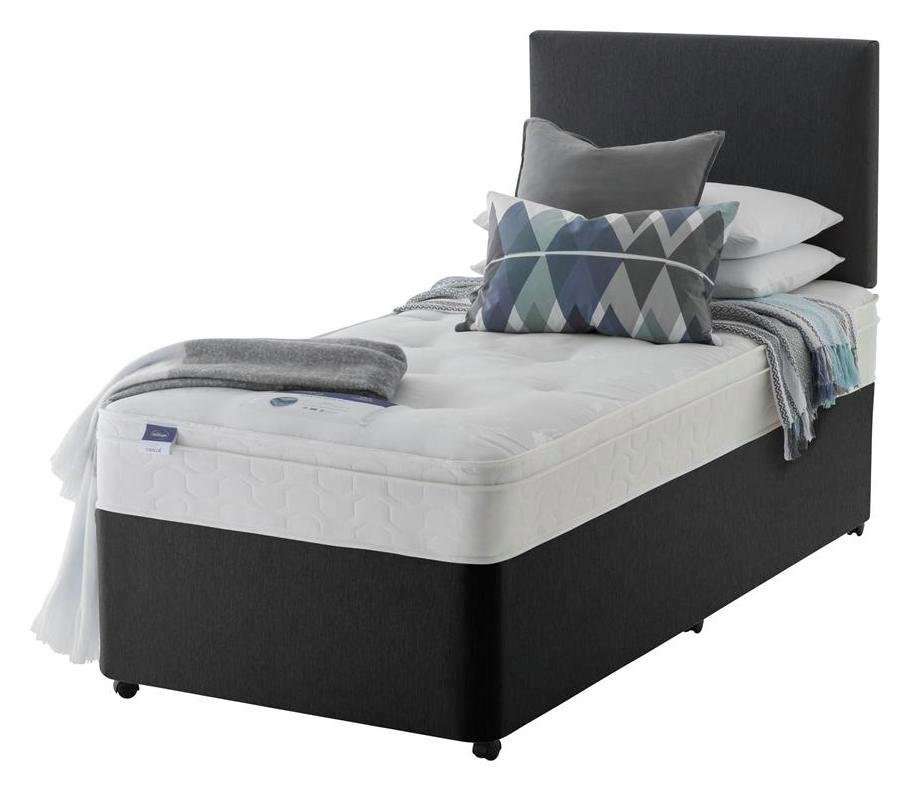 Silentnight Travis Ortho Microcoil Single Divan Bed-Charcoal