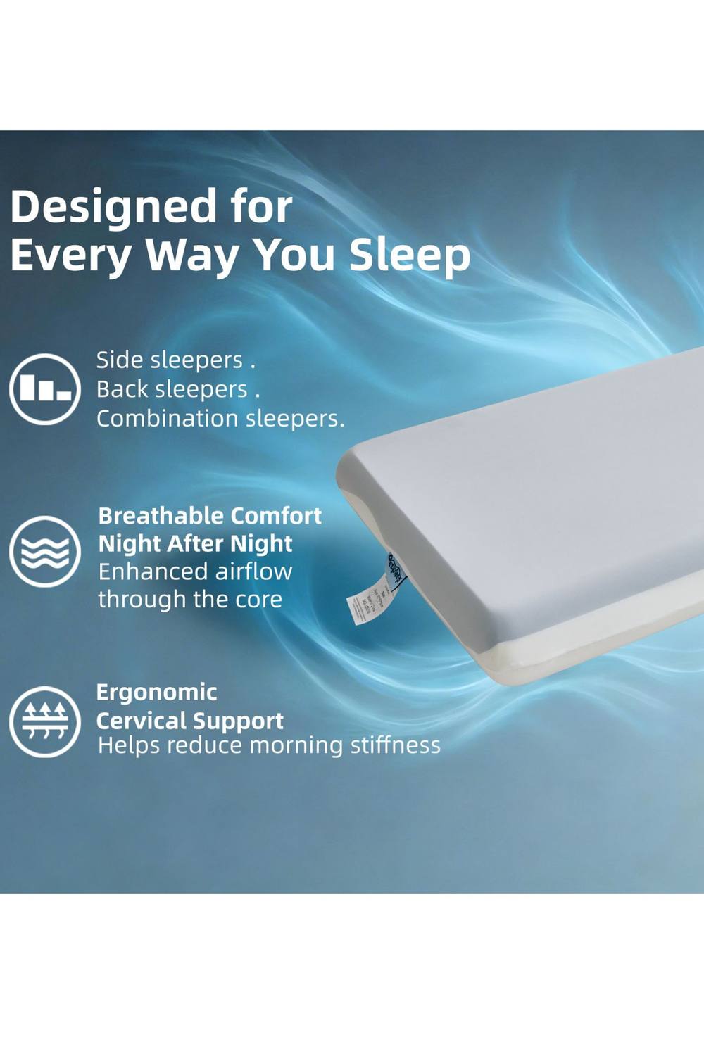 Ezysleep 8cm Deep Hydro Triple Soft Foam Cooling Gel Pillow in White