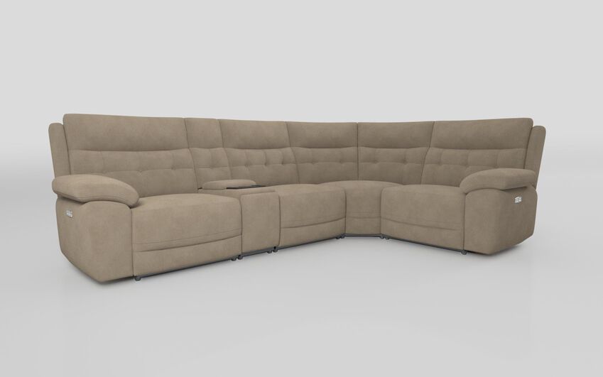 Brown Fabric Belford 3 Corner 1 Sofa with Media Console