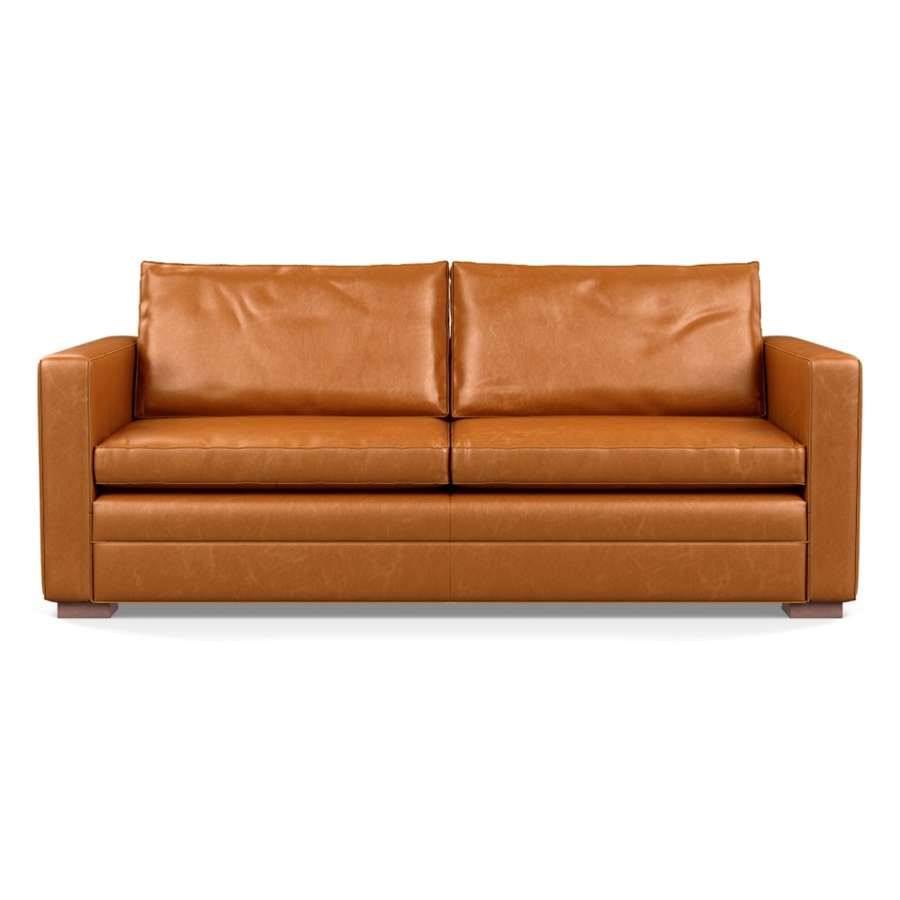 Heal's Palermo 3 Seater Sofa Stonewash Leather Toffee 277 Walnut Feet