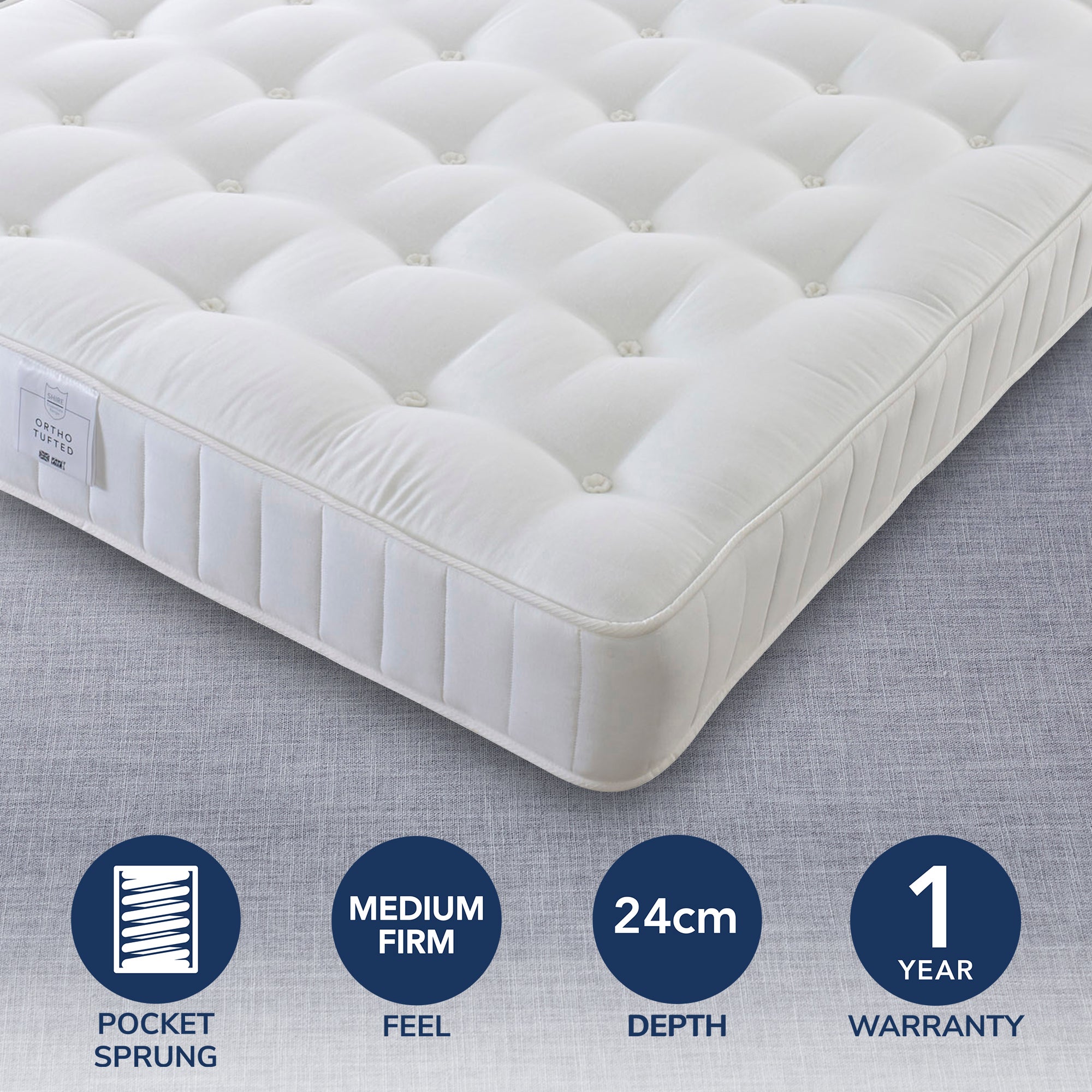 Medium Firm Pocket Orthopeadic 1000 Mattress White