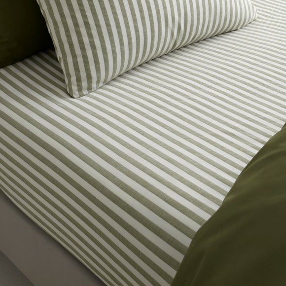 Portloe Woven Stripe 100% Cotton Fitted Sheet