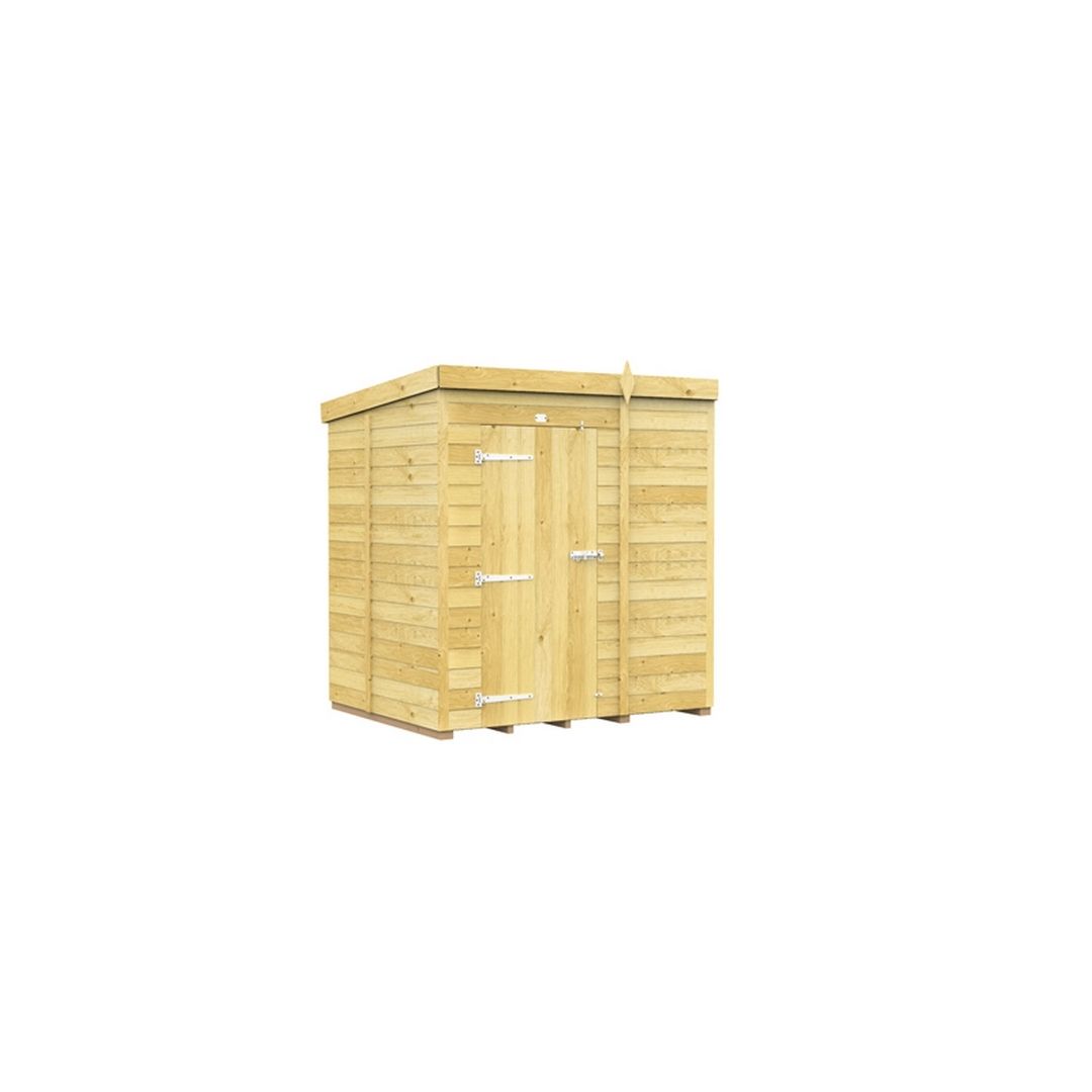 Buttercup Farm 6 x 5 Feet Pent Shed - Single Door W/O Windows - L147 x W185 x H201 cm in Brown