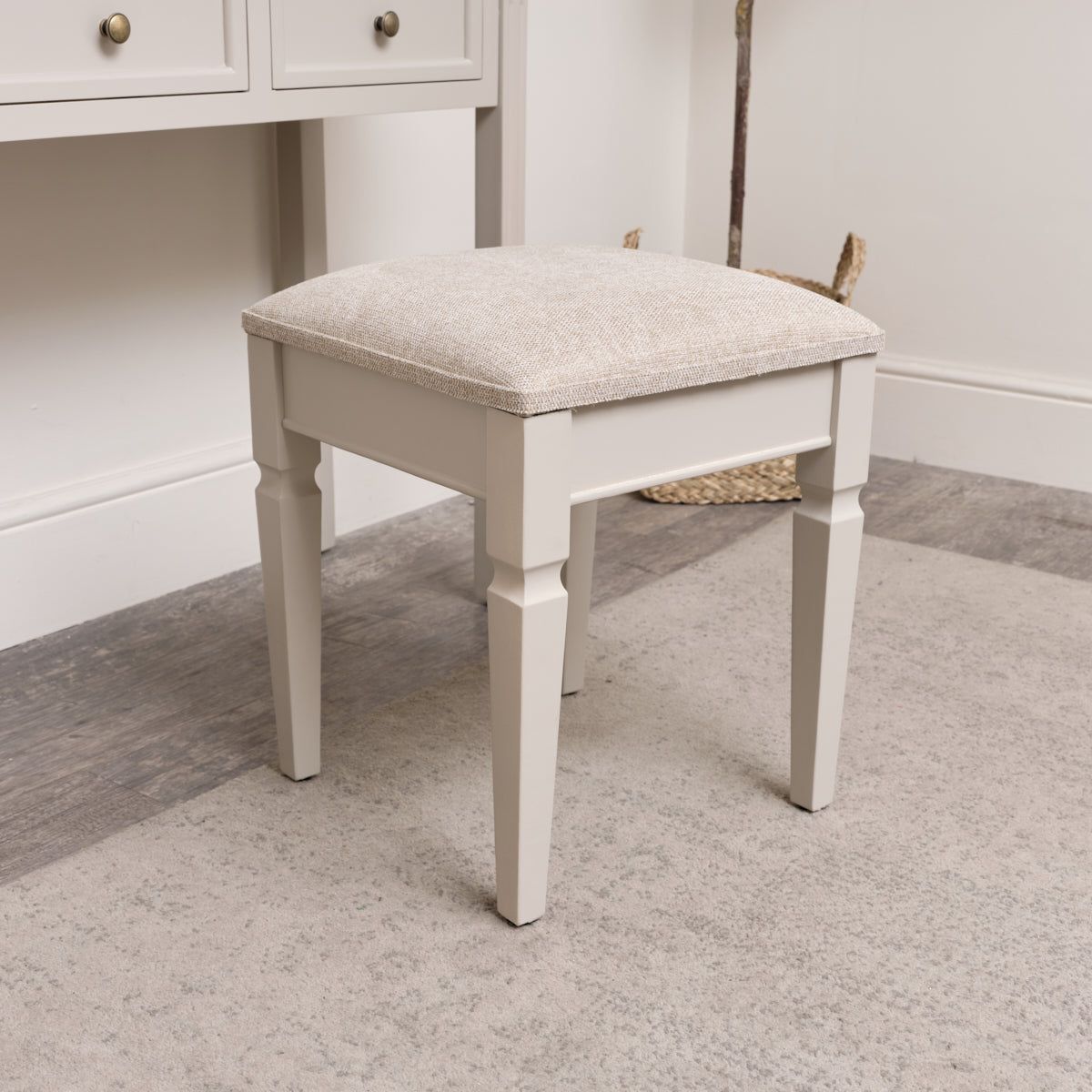 Melody Maison Taupe-Grey Cushioned Dressing Table Stool - Daventry Taupe-Grey Range in Taupe