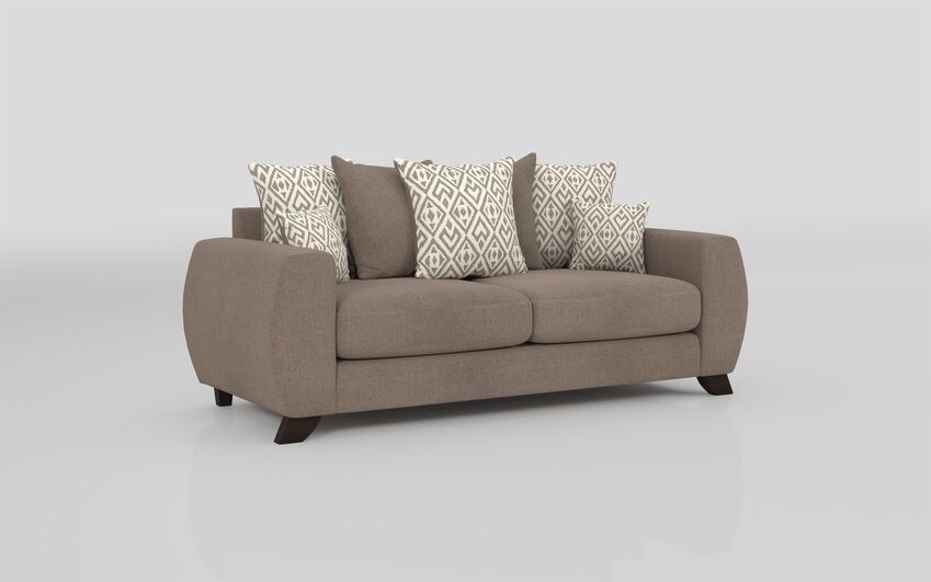 ScS Living Brown Aspen Fabric 4 Seater Scatter Back Sofa