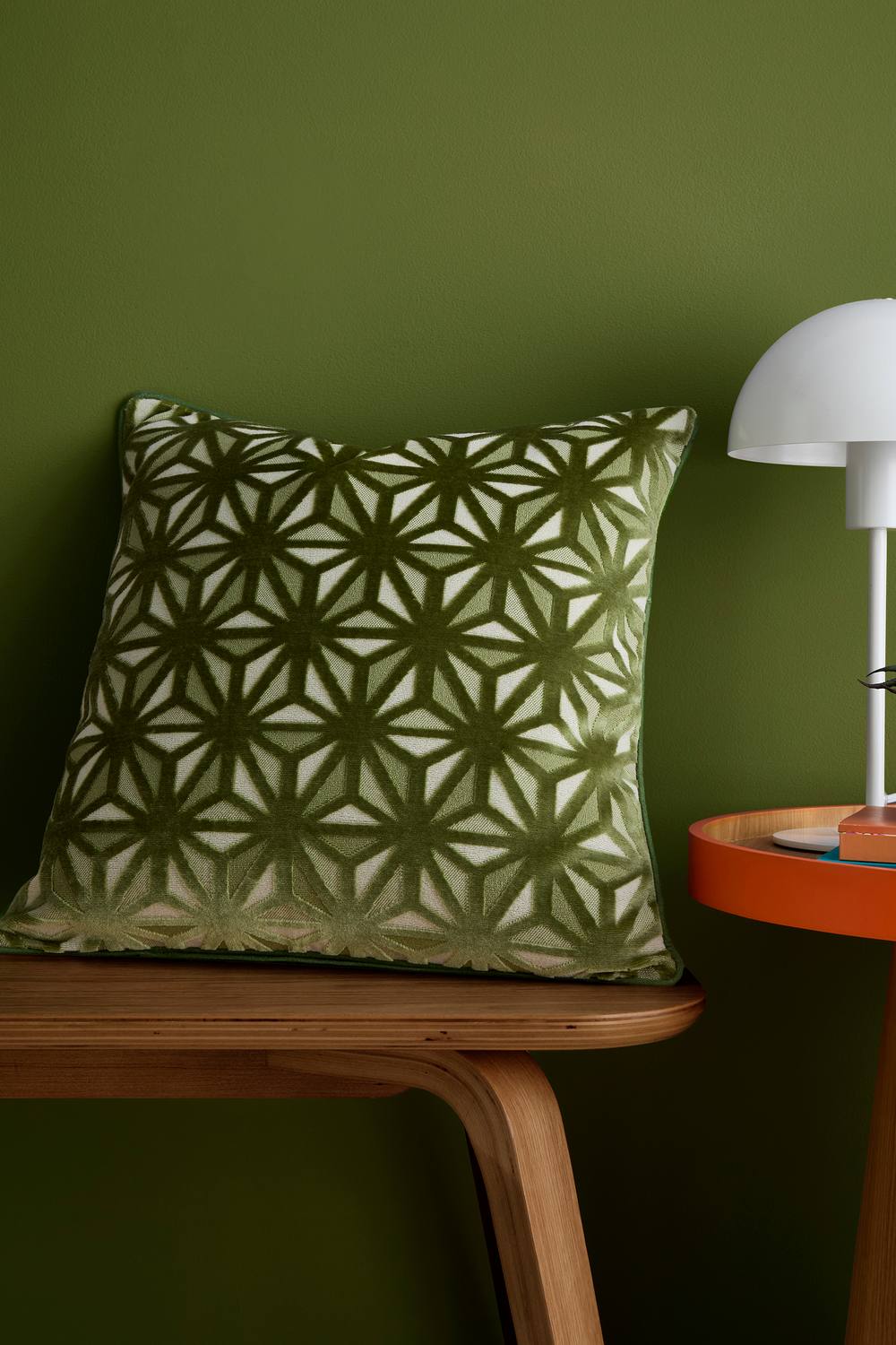 Appletree 'Star Geo' Velvet Filled Cushion in Green
