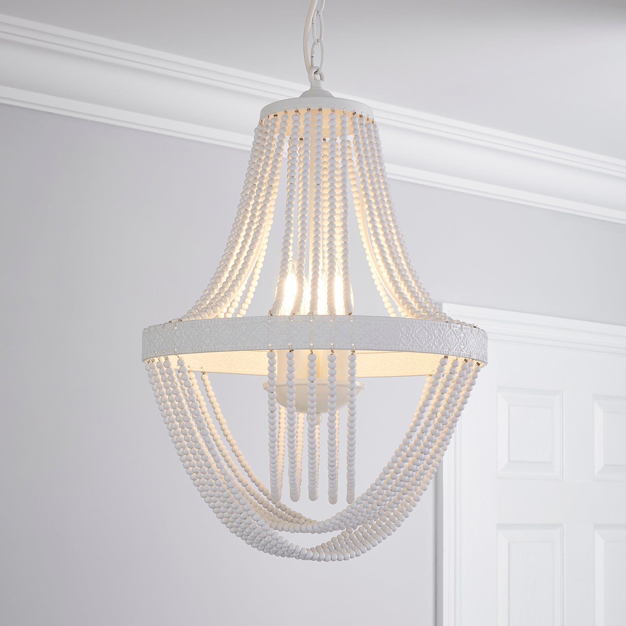 Ethel Beaded Chandelier White