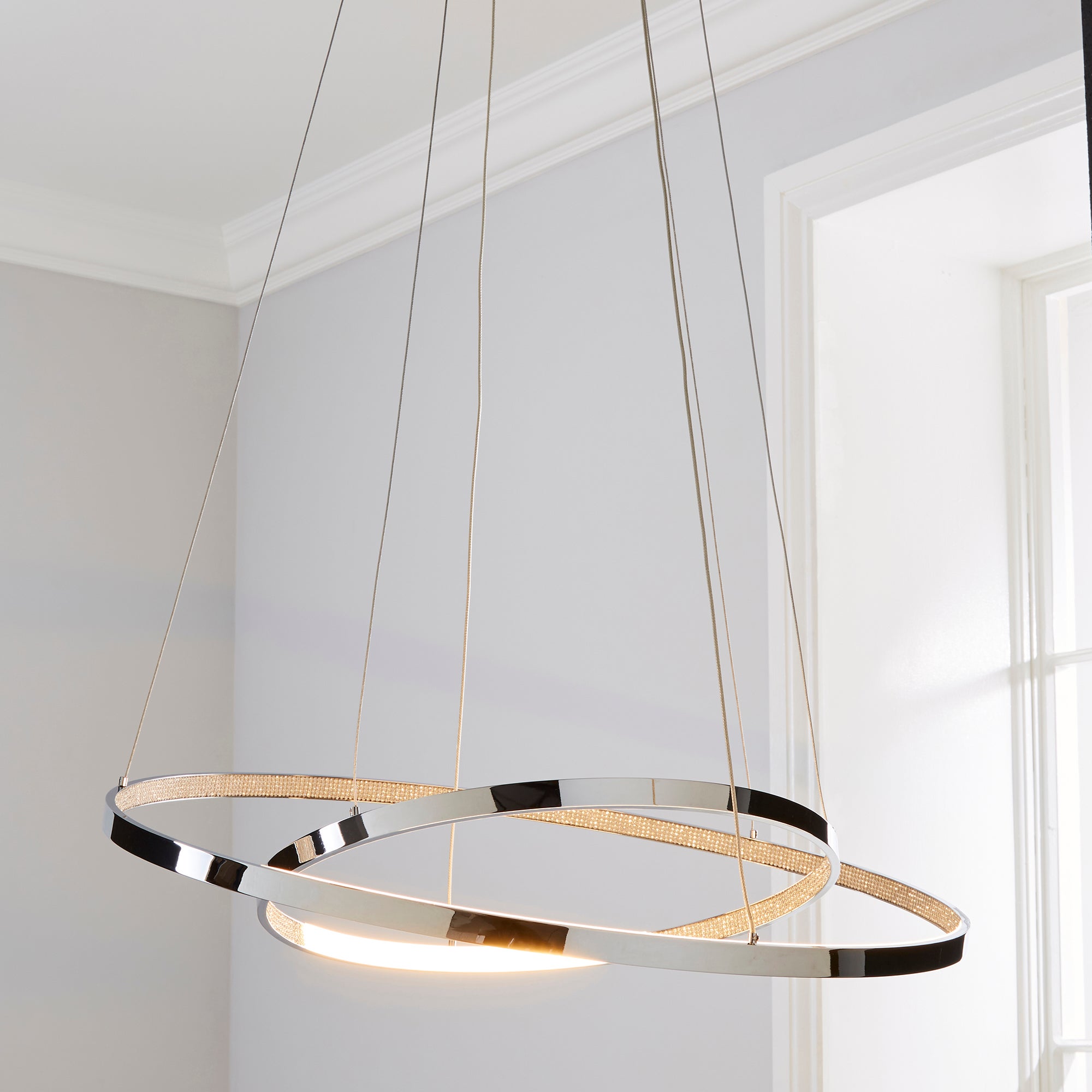 Marcella 2 Light Integrated LED Hoops Chrome Ceiling Fitting Chrome