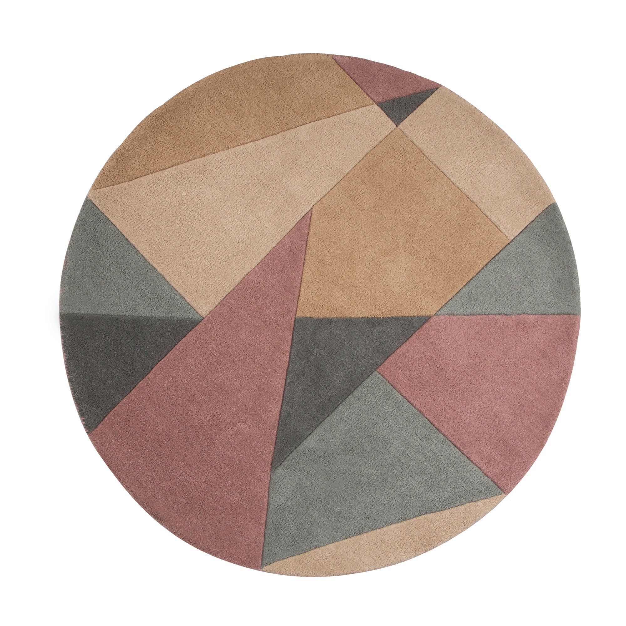 Harper Wool Circle Rug Pink, Grey and Brown