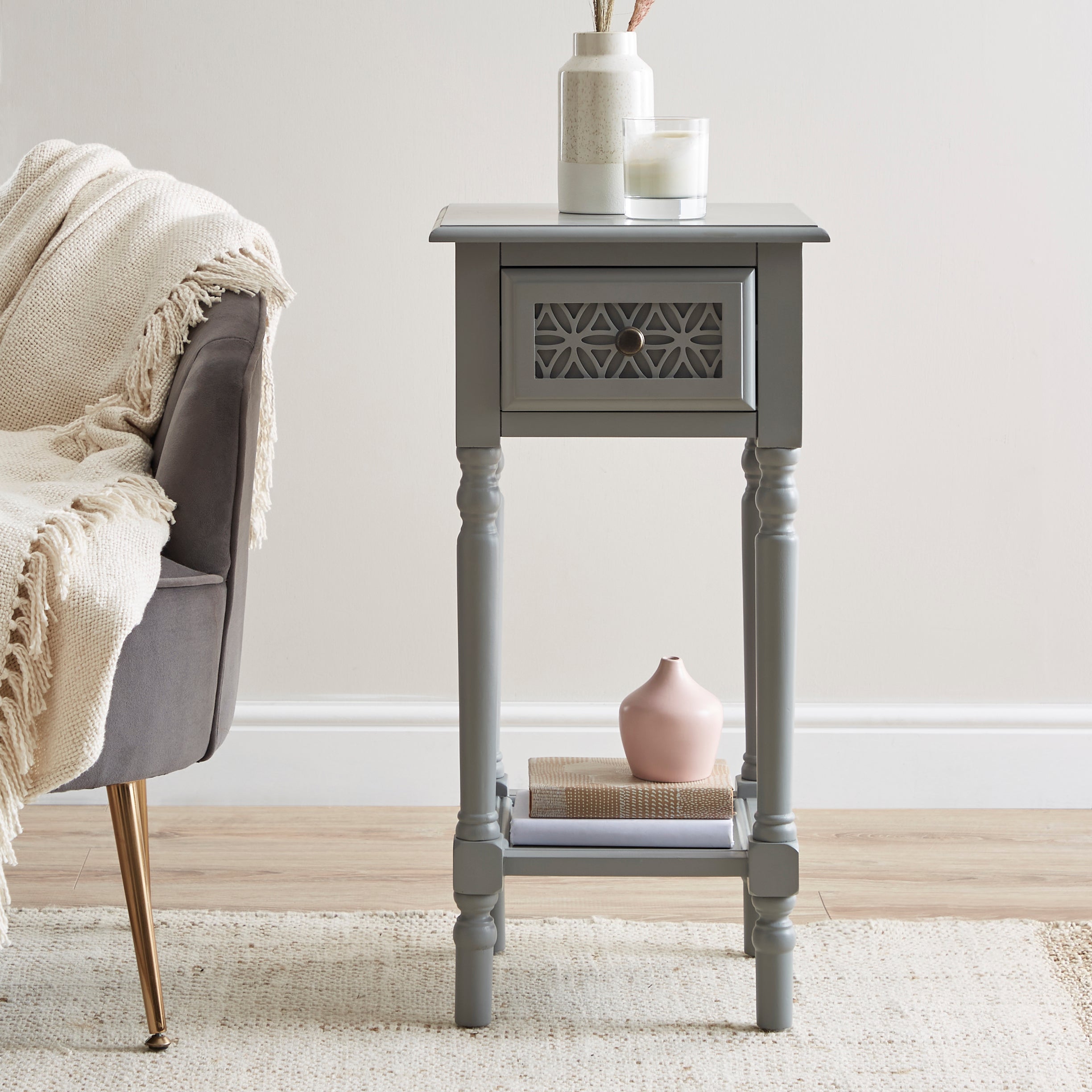 Carys Tall Side Table Grey