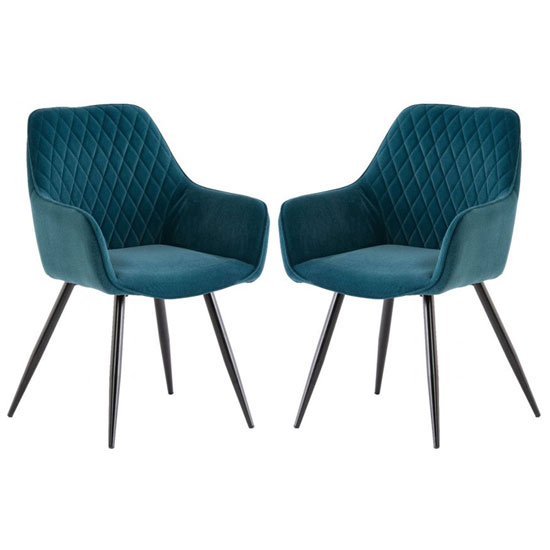 Toronto Teal Matt Velvet Dining Armchair In A Pair