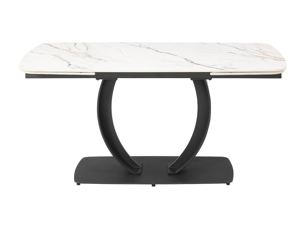 Vente-unique Extendable Dining Table Seating 6 To 6 Cm Ceramic & Black Metal