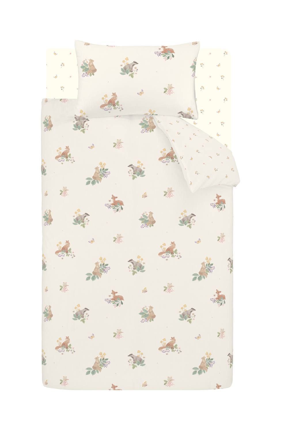 Catherine Lansfield Brushed Forest Friends Reversible Duvet Cover Set in Cream 6