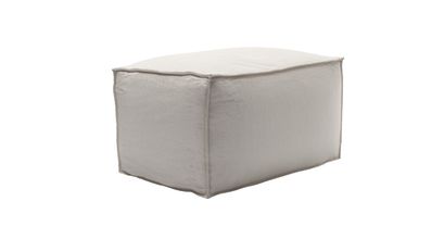 Isaac Small Rectangular Footstool in Taupe Brushed Linen Cotton - sofa.com
