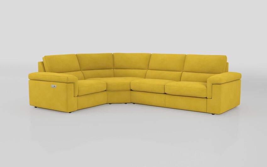Green Fabric Crociale 1 Corner 3 Sofa Bed with Left Hand Facing Single Power Recliner