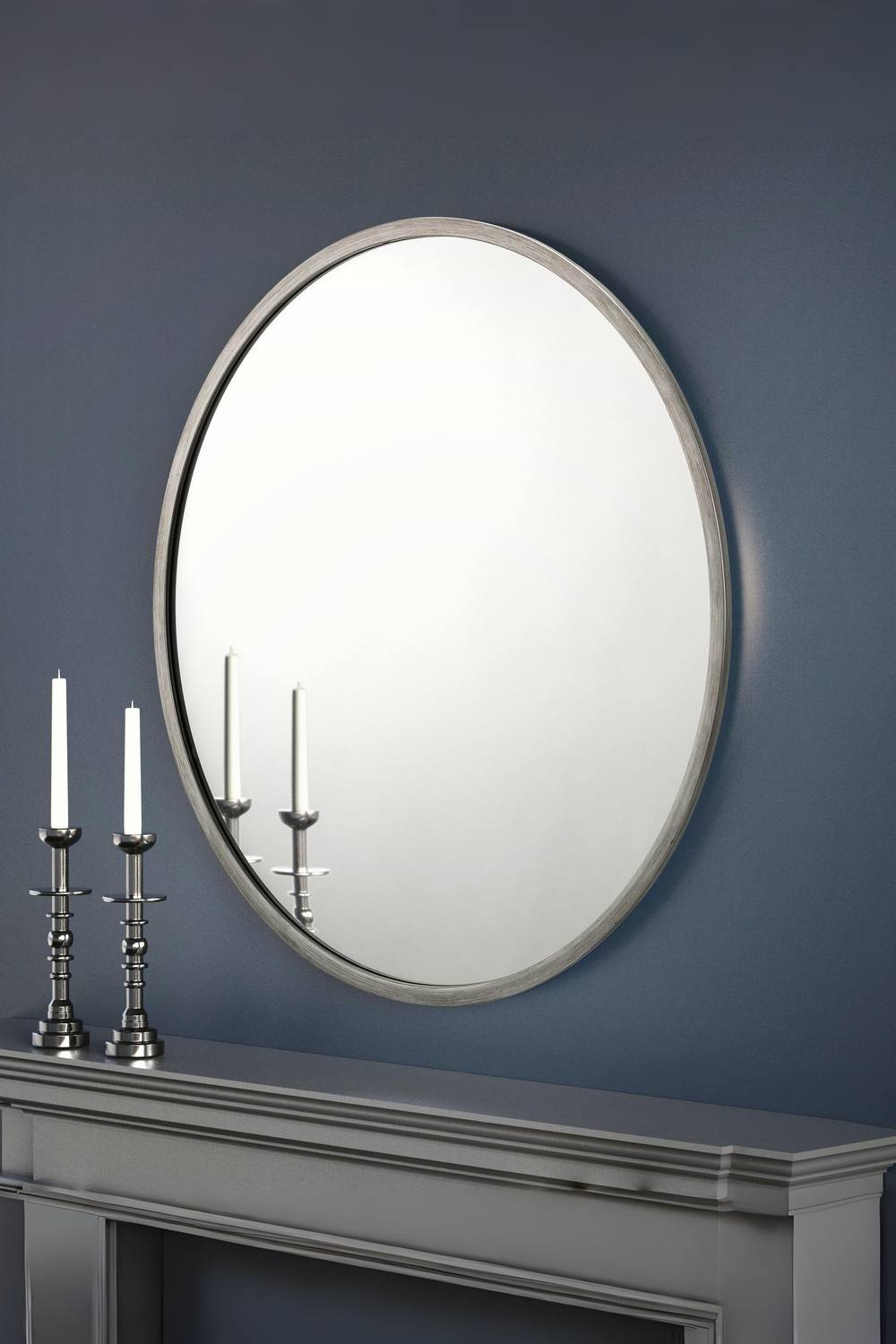 Julian Bowen Octave Round Wall Mirror in Silver