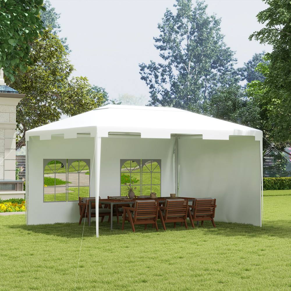 OUTSUNNY Party Tent Waterproof Garden Gazebo Canopy Wedding Cover Shade in Off-White