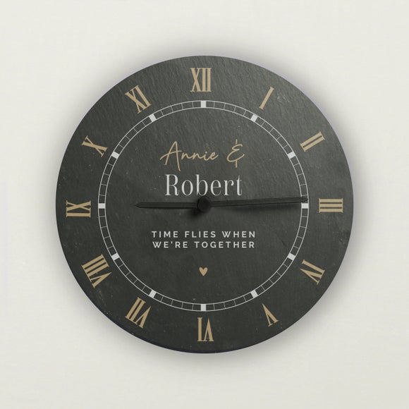 Personalised Couples Slate Wall Clock 4