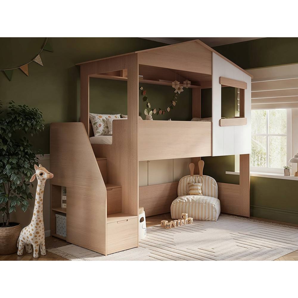 Flair Dreamland House Staircase Midsleeper in Light Oak