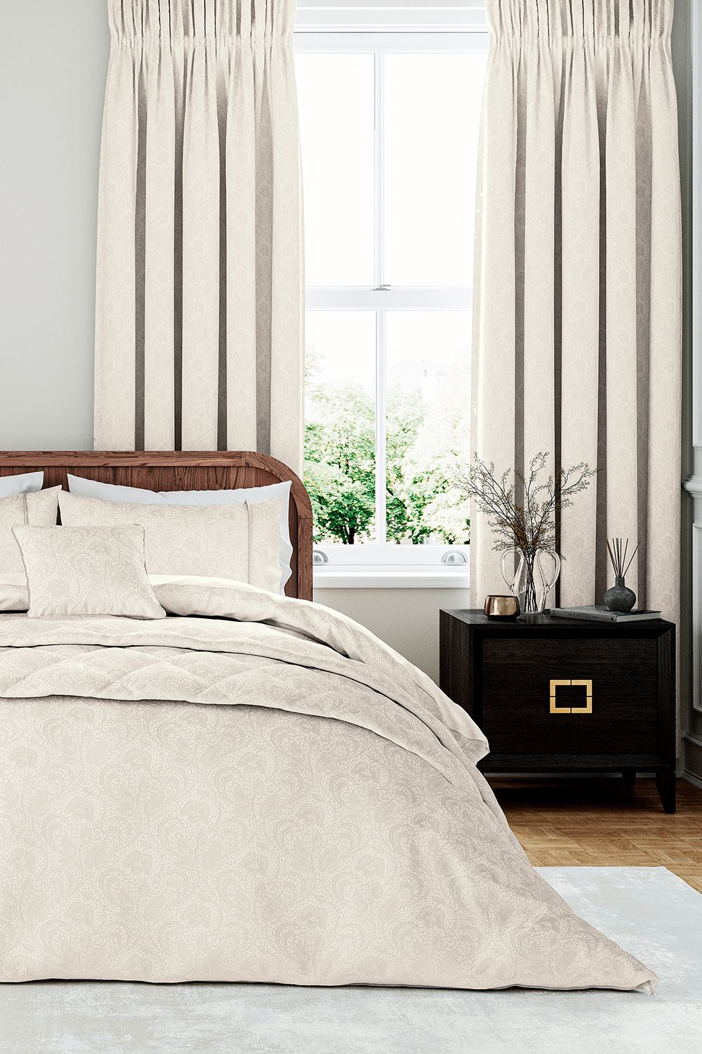 1951 'Ashleigh' Jacquard Duvet Cover Set in Natural