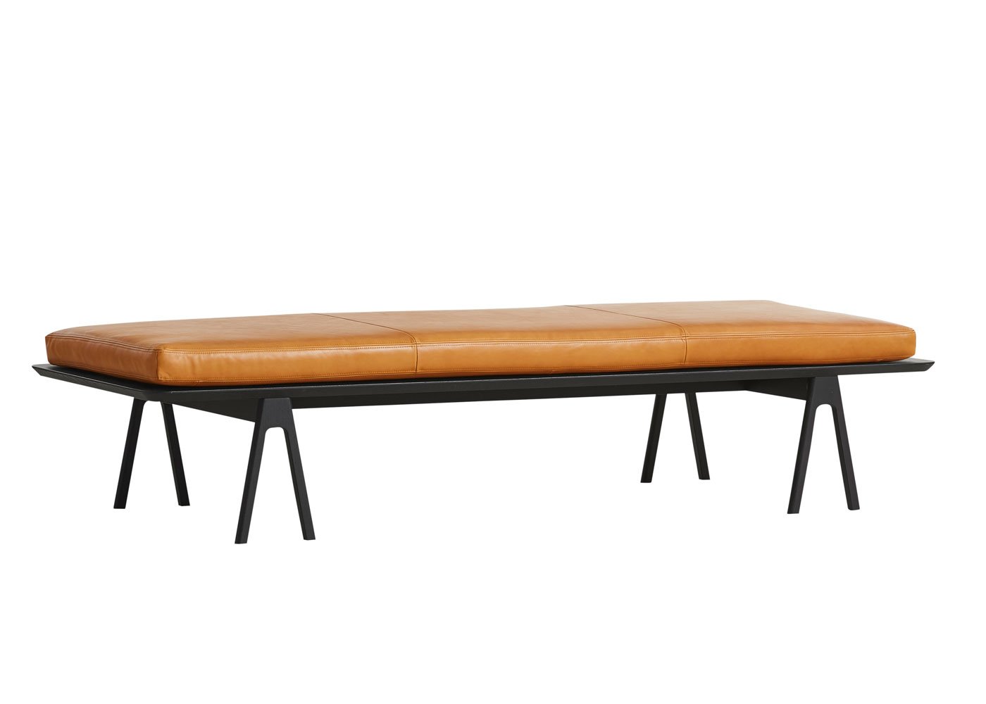 Woud Level Daybed Cognac Leather & Black Oak Base